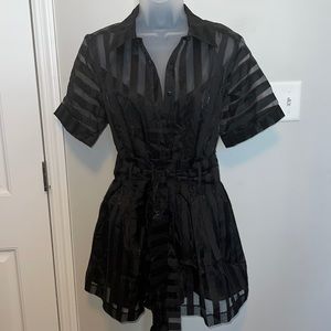 Mesh Romper with waist tie